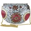 Красная женская сумка-слинг Ручная работа Металлическая мозаичная сумка Украшена плитками