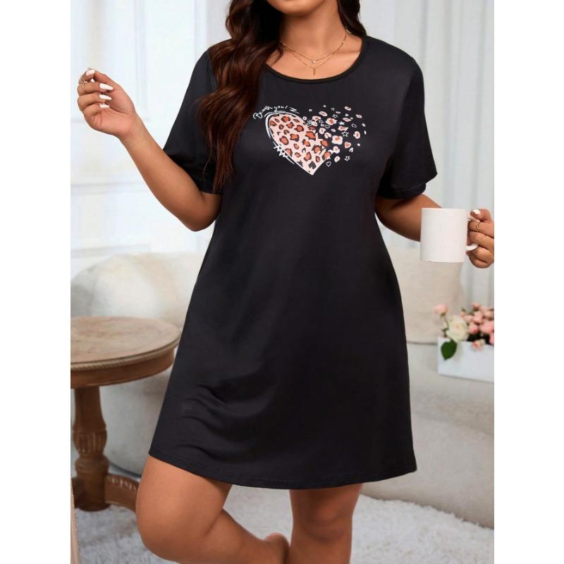 Summer Dress Women's Pajamas Plus Size Short-sleeved Short Casual Nightgown Loose Homewear
