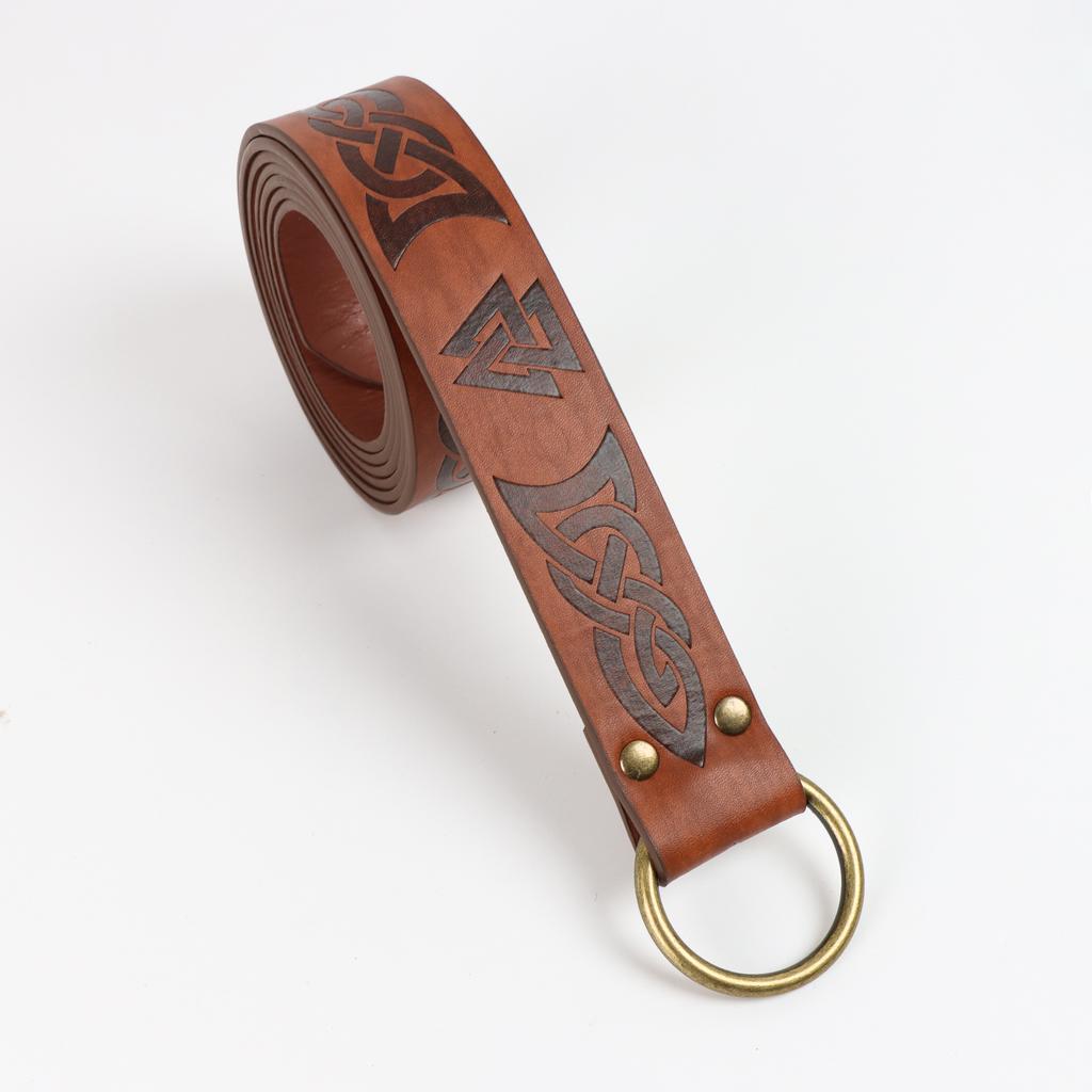 Ренессансный пояс из ПУ кожи, пояс с принтом для косплея викинга, для костюмов средневековой ренессансной ярмарки