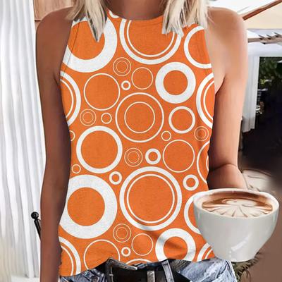 Модные майки с 3D-принтом в горошек для женщин, винтажная повседневная майка с круглым вырезом, с открытыми плечами, Y2k, без рукавов, майка-камисоль, женская одежда