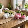 3D Printed Cat-Shaped Flower Pot Cute Animal Mini Potted Plant Jewelry Tray  Indoor/Outdoor Use