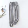 Japanese-style New Spring And Summer Women's Trousers 100% Cotton Crepe Cloth Large Size Color Tie Pants Casual Pants Home Pants