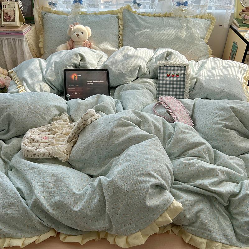 insA cotton bed four-piece set pure cotton new maternal and infant grade bed sheet quilt cover student dormitory three-piece set