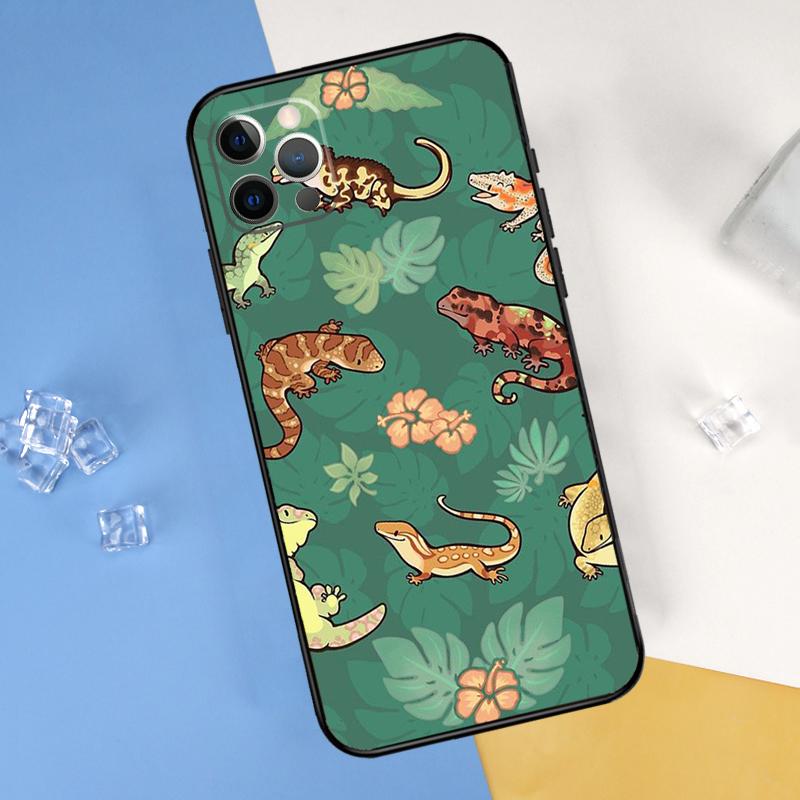 Чехол для телефона с ящерицами и гекконами для iPhone 15 Pro 16 Pro 11 13 14 Pro Max 12 Mini XR 16 15 Plus 16e Защитный чехол