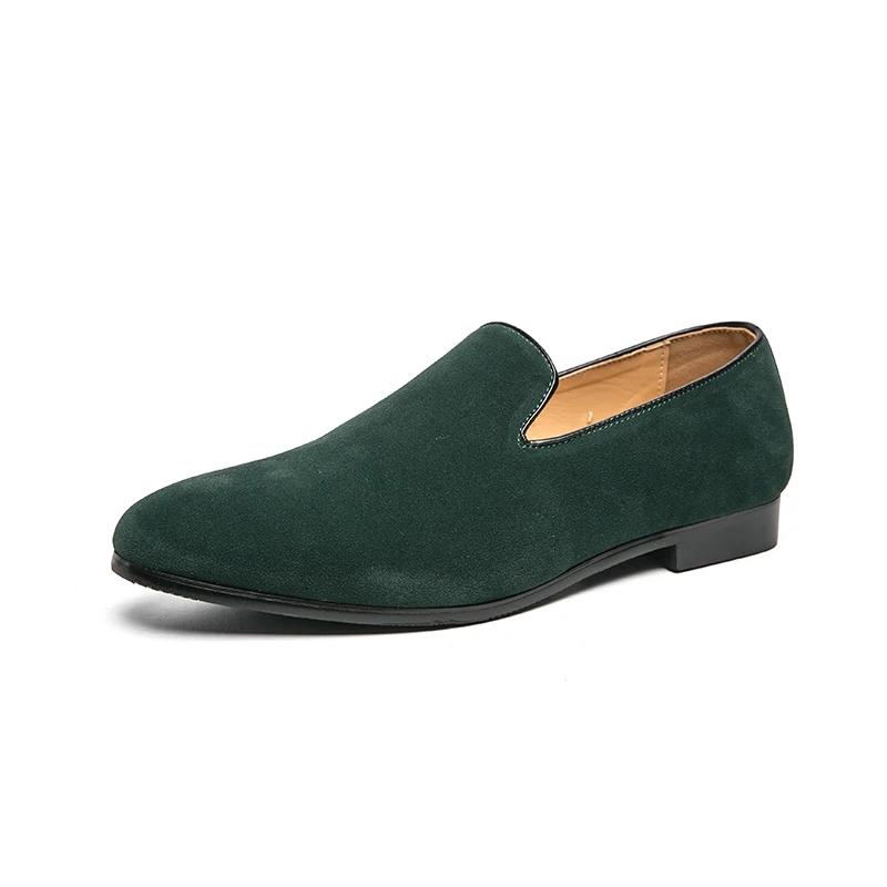 Fashion Fashionable Men's Suede Shoes Soft Soles Comfortable Loafers Versatile Men's Casual Flat Shoes Green New Style Free Delivery