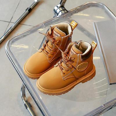 Осенние новые хлопковые туфли для девочек, зимние ботинки, ботинки Martin для мальчиков, короткие ботинки на шнуровке