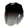 Fashionable Spring and Autumn 3D Digital Printing Gradient Pattern Men's Round Neck Long Sleeve T-shirt Casual Outdoor Wearing Comfortable