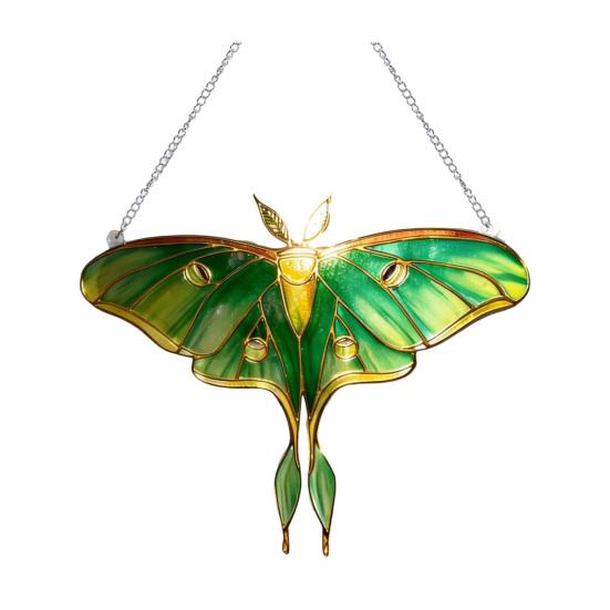 Красочный Ловец Солнца Эффект Витража Бабочка Подсолнух/Зеленый Мотылек Орнамент Акриловый Подвесной Декор для Окна Гостиной Спальни Сада Балкона