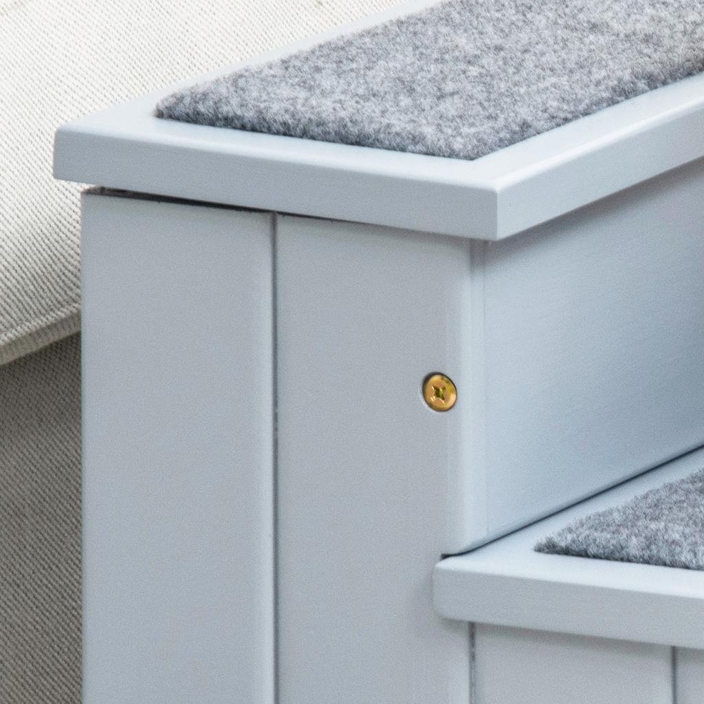 Dog Stairs, 3 Steps, 38 cm High, Pet Stairs for Small to Medium Dogs, Grey