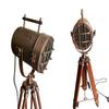 55.88 Cm Nautical Copper Spotlight Table Lamp Handmade Wooden Adjustable Tripod Stand Maritime Home Decor