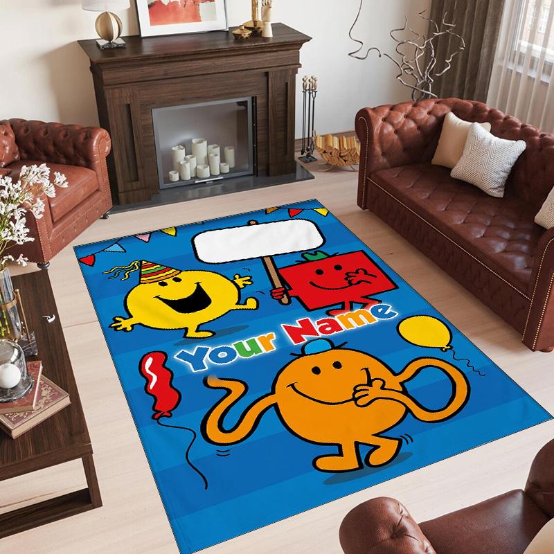Personalized Crystal Velvet Carpet Custom Name Text,Mr. Men & Little Miss Anti Slip Area Rug For Home Decoration