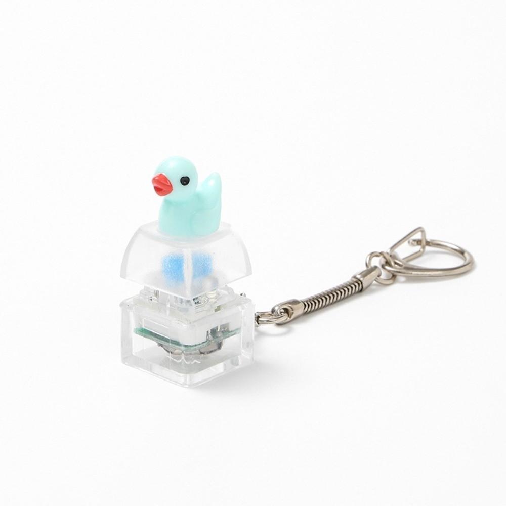 Press Light Clicking Duck Keychain Translucent Button Clicker Keyring Bag Pendant