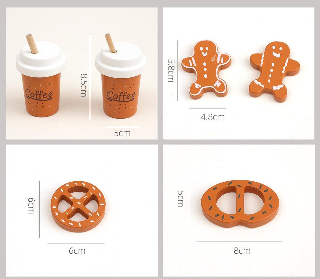 Kids' Coffee & Cookie Playset: Wooden Educational Toy for Parent-Child Interaction with Simulation Milk, Biscuits & Donuts