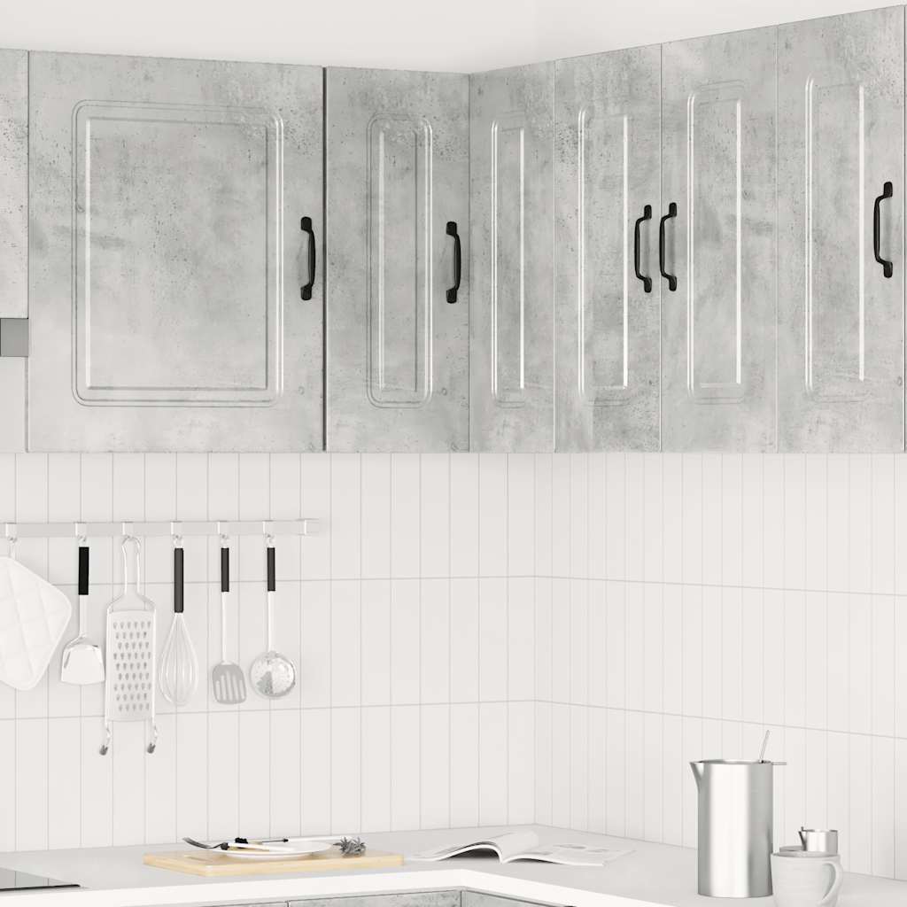 Kalmar Corner Wall Mounted Kitchen Cabinet Concrete Grey Particleboard