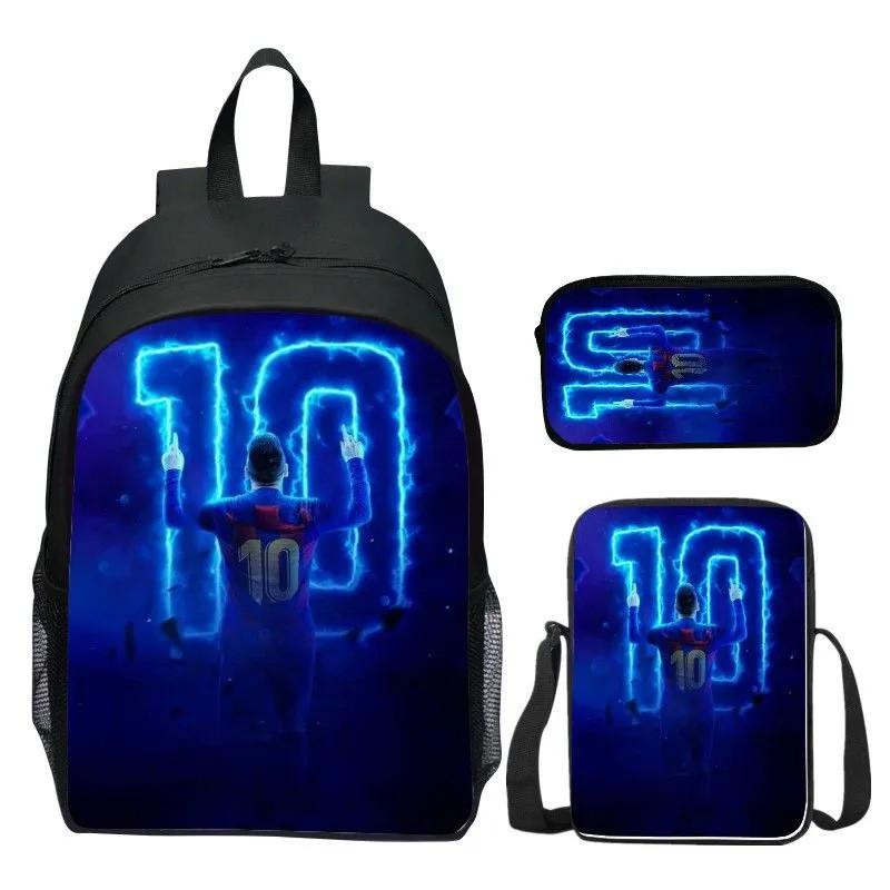 Мультяшный Месси Футбольная Печать Детский Рюкзак на Двойных Плечевых Лямках Для Использования в Школе