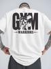 Gym Warrior Мужская хлопковая футболка Летняя с коротким рукавом Уличный стиль Спортивная посадка Белая - Мужская летняя хлопковая футболка с принтом