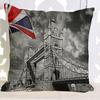 Vintage Uk London Phone Booth Throw Pillow Case Sofa Decorative Cotton Linen Big Ben Art British Fashion Cushion Cover