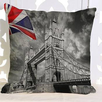 Vintage Uk London Phone Booth Throw Pillow Case Sofa Decorative Cotton Linen Big Ben Art British Fashion Cushion Cover