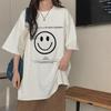 Korean 2025 Loose Mid-Length Couple T-Shirt with Letter Print