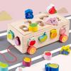 Wooden Educational Pull Car Toy: Fruit, Number & Shape Matching Blocks
