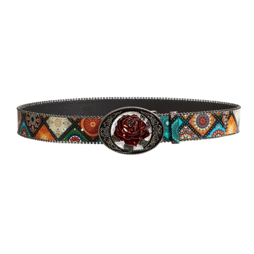 Rivet Design Women's Gothic Belt Rose Belt Buckle Punk Belt Waist Belt Clothing Accessories