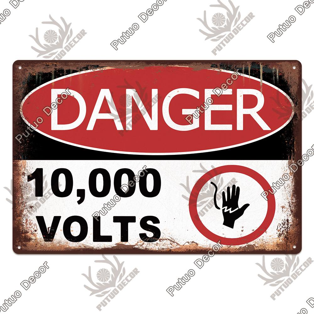 Putuo Decor Warning Vintage Metal Sign Plaque Metal Retro Tin Sign for Bar Club Park Backyard Home Man Cave Wall Decor