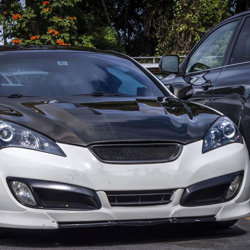 For Hyundai Genesis Coupe 2008-2012 Carbon Fiber Front Bumper Side Air Vent Intake Frame Grill Fog Light Lamp Cover Hood Grille