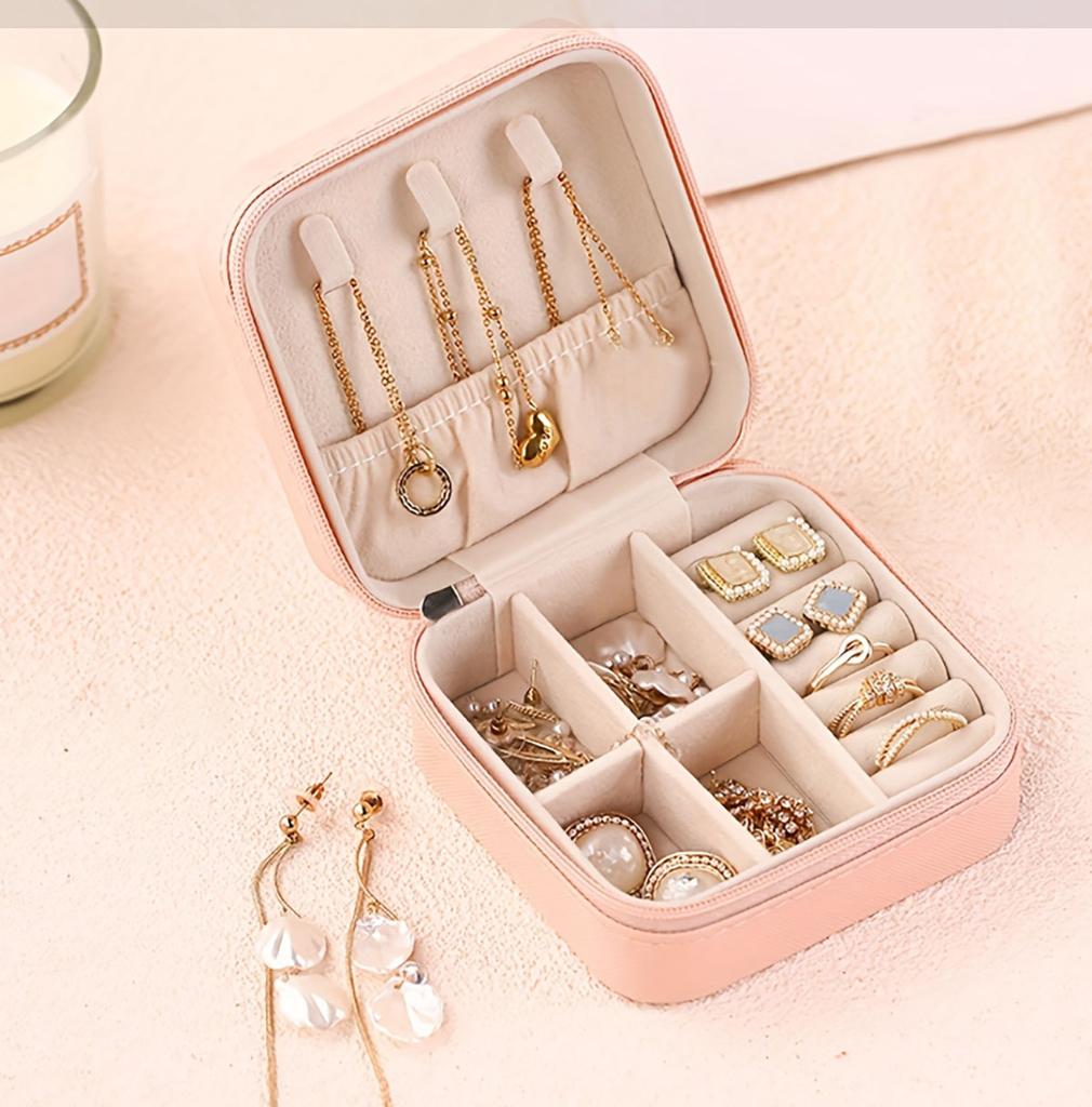 Мини-коробка для хранения ювелирных изделий, портативный домашний дорожный чехол для сережек и ожерелья для женщин, органайзер для колец, витрина из искусственной кожи