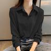 Женская рубашка однобортного цвета с отложным воротником, кардиган больших размеров с длинными рукавами, мягкая повседневная блузка с длинным рукавом, женский топ