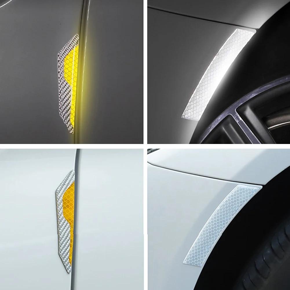 4PCS Car Door Anti-Collision Strip Body Stickers Reflective Warning Stickers Decorative Scratch-Resistant Modified Universal