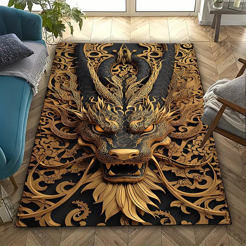 Sacred and Magnificent Oriental Dragon Carpet New Release! Rug for Living Room Bedroom,Office Areas,Durable Machine Washable Mat