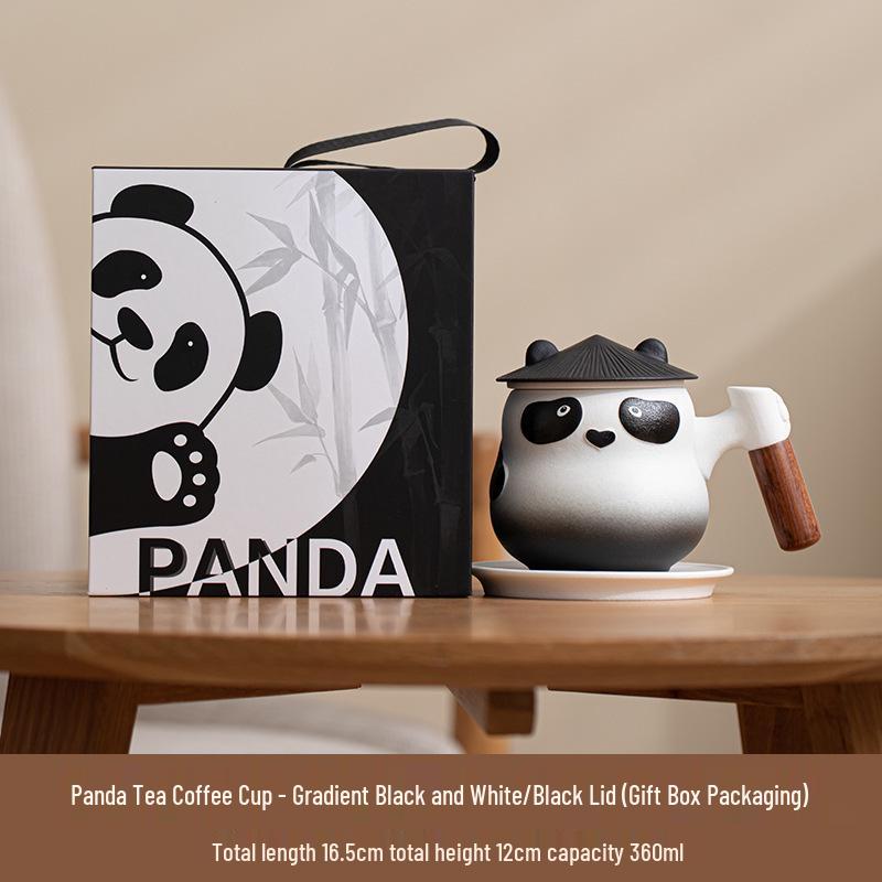 Кружка с пандой: Креативная керамическая кружка с крышкой, идеально подходит для разделения чая и воды, идеальный подарок для мужчин и женщин.