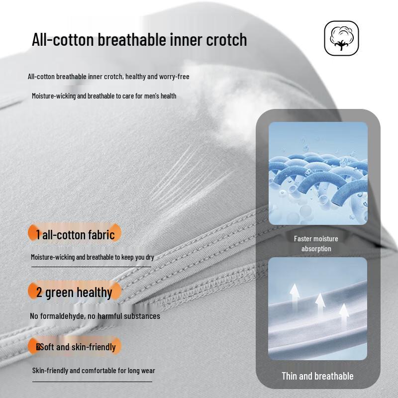 Yiershuang Premium 100% Cotton Men's Boxer Briefs