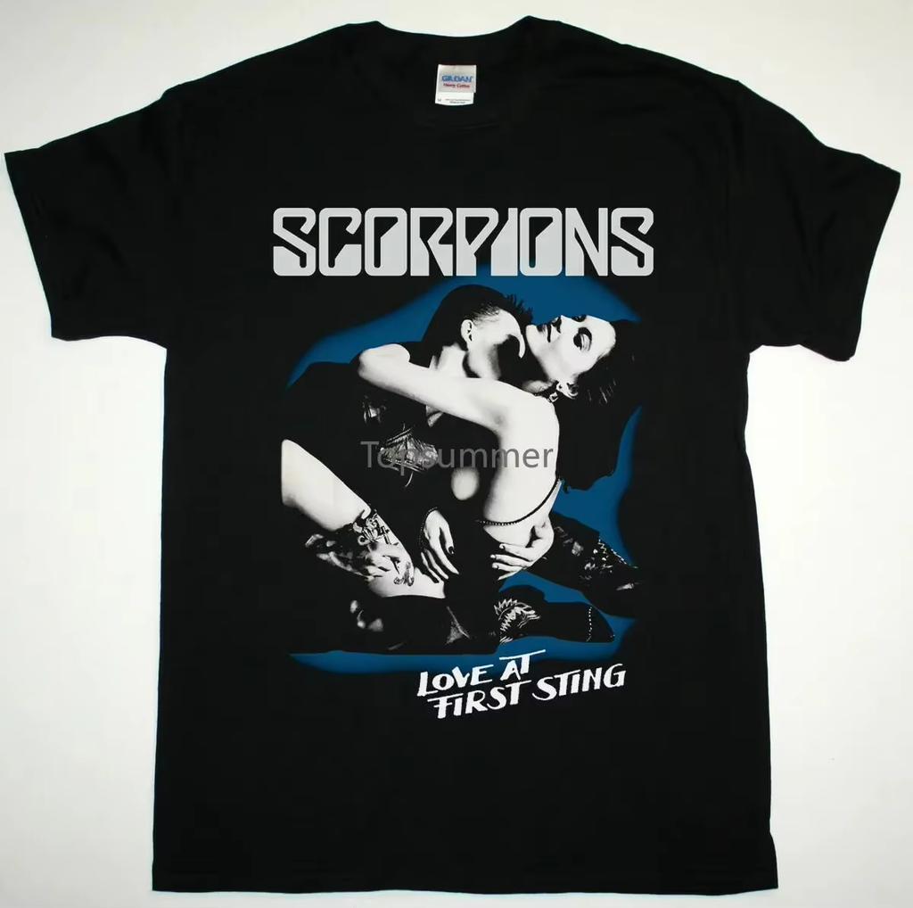 2026 Scorpions Love At First Sting Black T Shirt Hard Rock Heavy Klaus Meine Ins Y2k