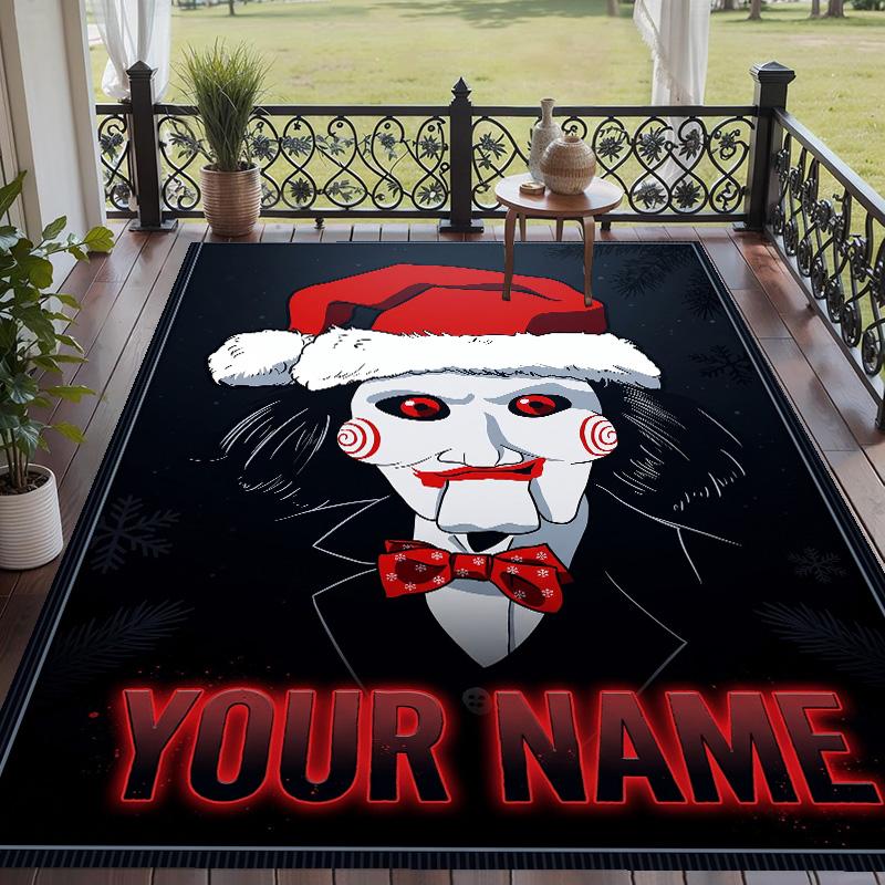 Custom Text Saw Billy the Puppet Pattern Floor Rug Soft Indoor Carpet Mat Living Room Bedroom