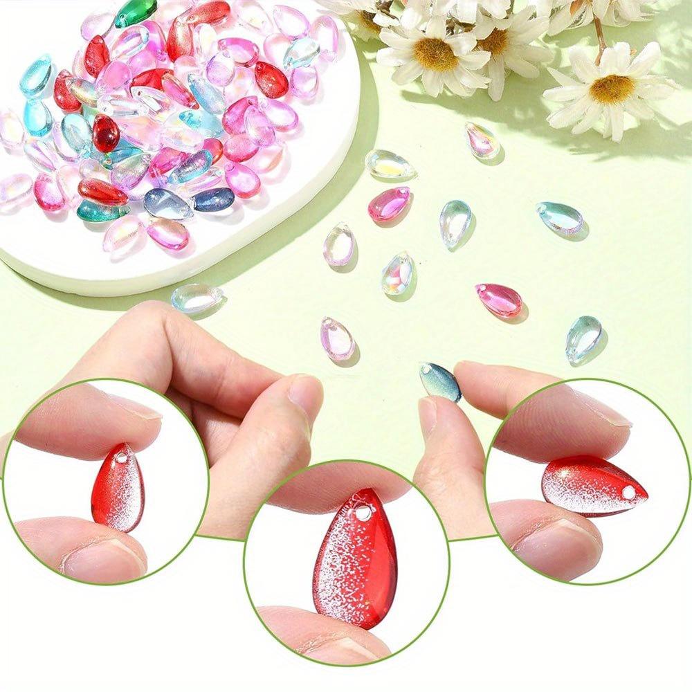 10/20/30pcs Glass Material Random Color Transparent Glass Teardrop Pendant Droplet Pendant DIY Earrings Necklace Bracelet Foot Chain Accessories
