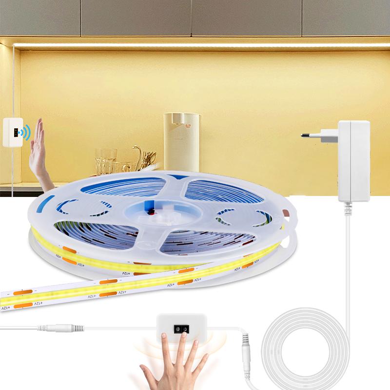 Hand Sweep Sensor COB Led Lights Bar 3000K-6000K LED Strip Set 12V Motion Sensor Led Night Lamp Kitchen Room Decor With EU Plug