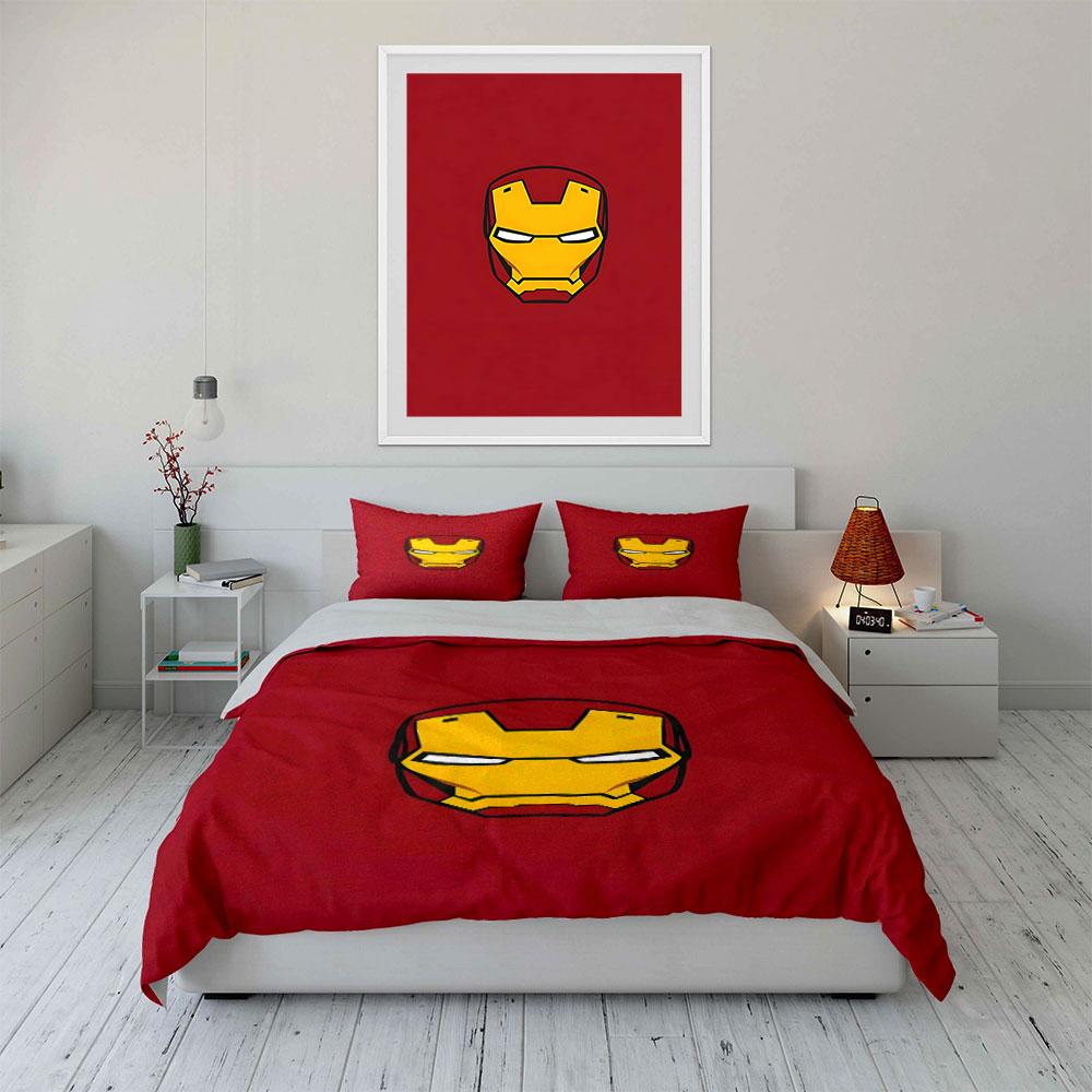 Yellow Iron Man helmet. Bedding sets Duvet cover sets Duvet covers Pillowcases(1 * Duvet Cover 2 * Pillowcases, without duvet insert)