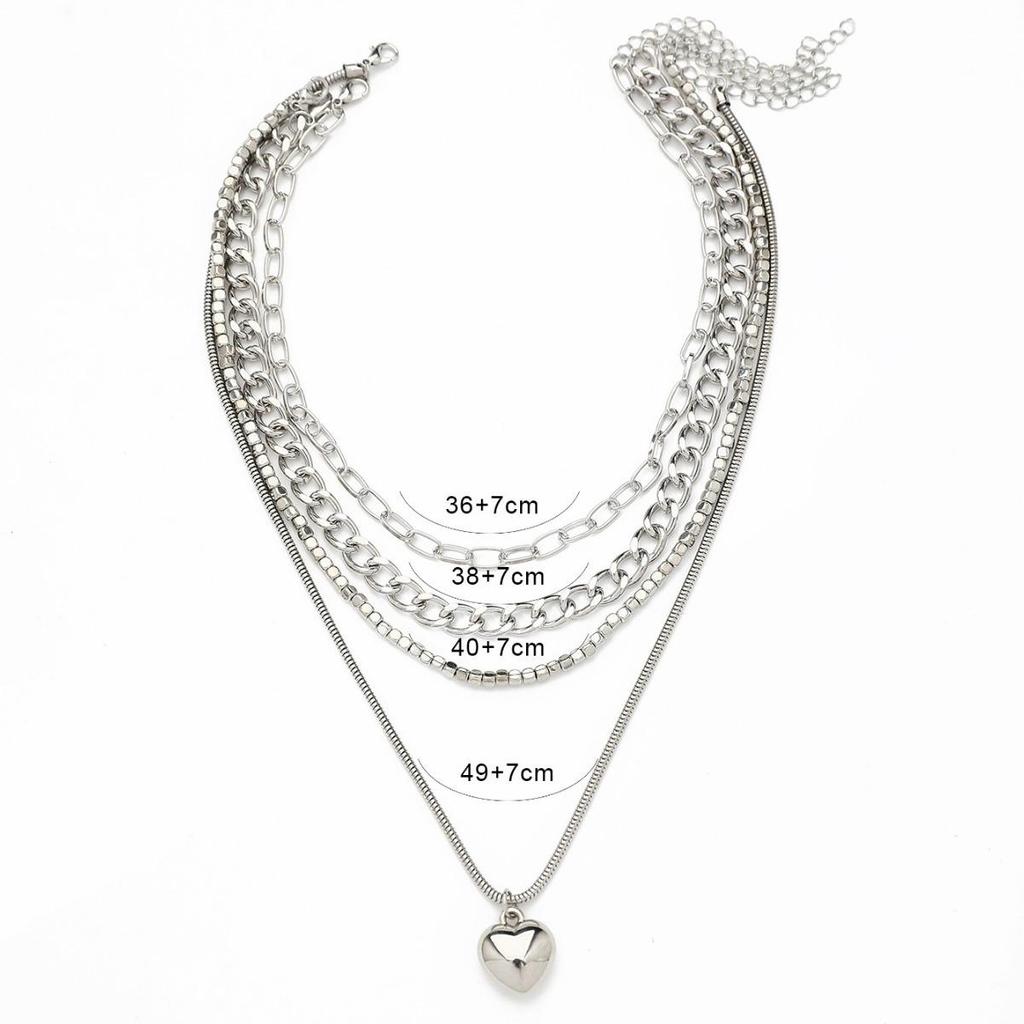Набор ожерелий-чокеров с замком-сердцем в стиле хип-хоп для женщин – Модный нишевый дизайн, коллекция из 4 предметов