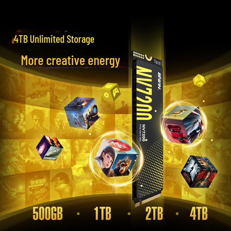 Игровая консоль Biwei 2TSSD M.2 NVMe NV7200 AI с SSD PCIe 4.0 на 1 ТБ