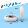 1Pc 608 Zz 8*30*8.5Mm Pom Nylon Round Type Roller Wheel Pom Wrapped 608Zz Bearing Pulley Plastic Wheel