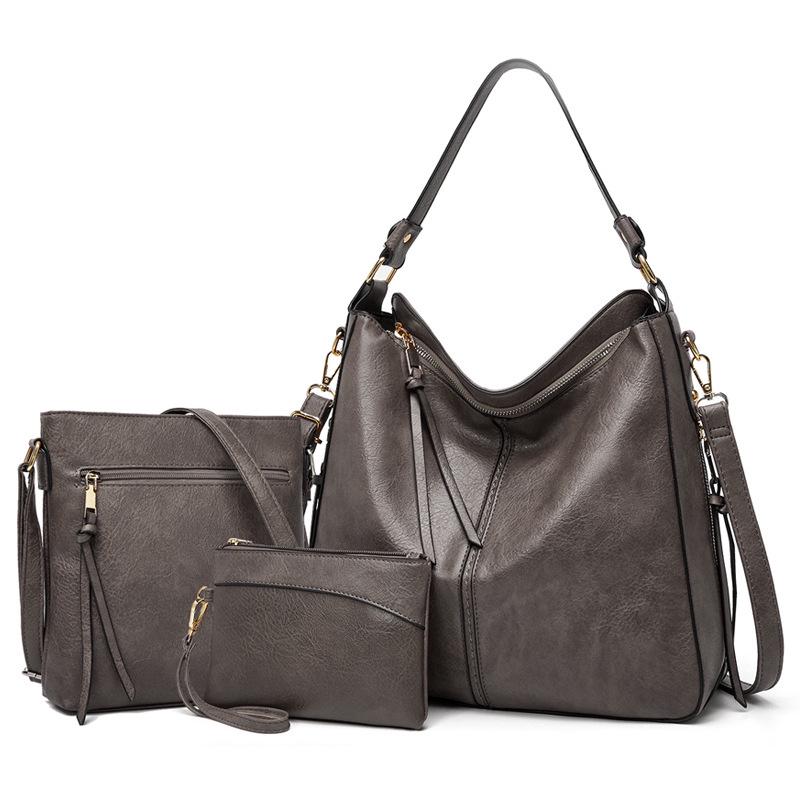 2022 Женский комплект сумок из искусственной кожи: Трио сумок через плечо и наплечная сумка в европейском и американском стиле