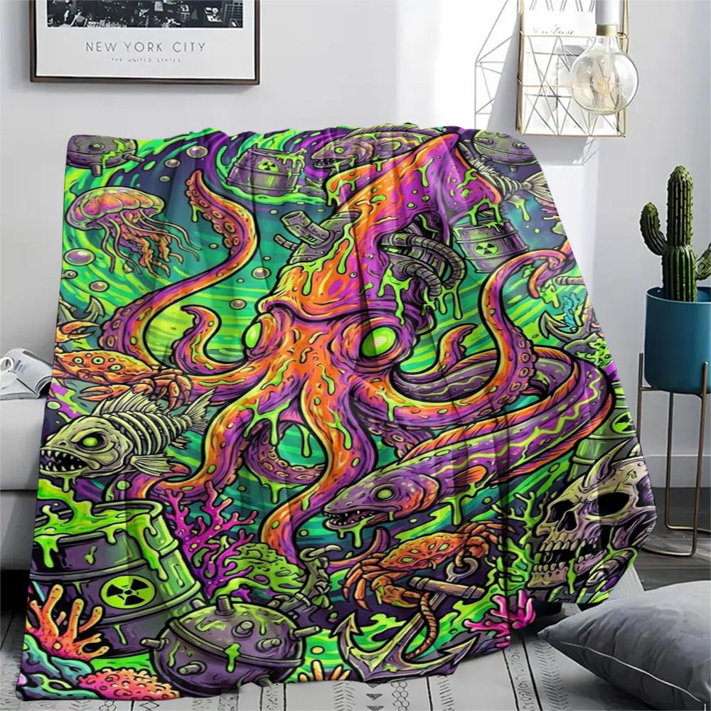 Corrosive marine organisms Print Flannel Blanket,High quality Comfortable for All Seasons,Home Decor,Warmth and Comfort,Perfect for Christmas Gifts