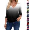 Women's Fashion Casual V-Neck Three-Quarter Sleeve Print Top