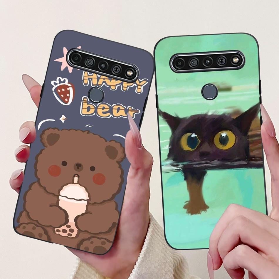 Для LG K41S K51S 2020 Элегантный Чехол для Телефона с Цветочным Котом, Для LG K41S K51S LM-K410 LM-K510 Черный Силиконовый Мягкий Чехол