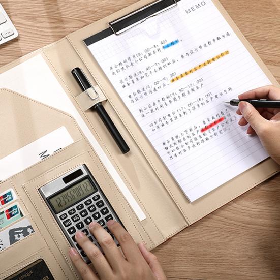 Многофункциональная папка для документов формата А4 с буфером обмена и карманом для калькулятора, держателем для карт, портфолио с зажимом для документов для делового офиса