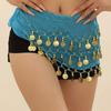 1pc Belly Dance Hip Scarf Chiffon Skirt Wrap Professional Hip Scarf Skirt Costume with Coins for Yoga Belly Dancing Beginners