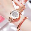 OLEVS Simple Date Rose Diamond Double Folding Wine Red Women's Watch, Casual, Display, Waterproof, Gold, Dial, Clasp, Gift,