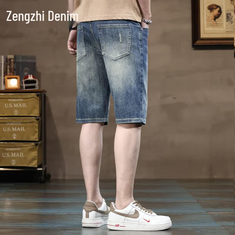 Мужские вымытые ретро джинсовые шорты Zengzhi