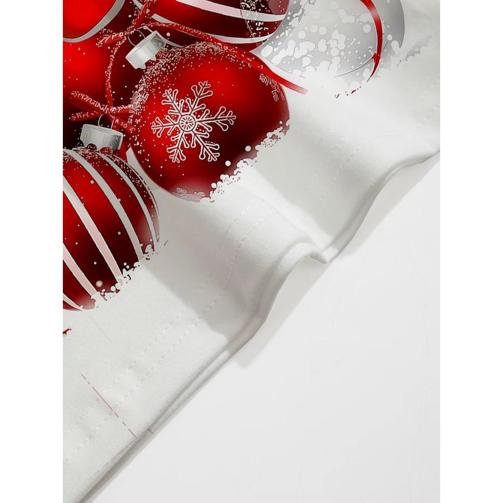 Women's Red White Christmas Print Maxi Dress Party Dress for Holiday Parties, Xmas Events & New Year's Eve A-Line Dress Y2k Tops